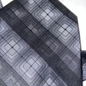 Unisex Dress Tie, Van Heusen Studio, Black & Grey / Silver Checkers, 59”